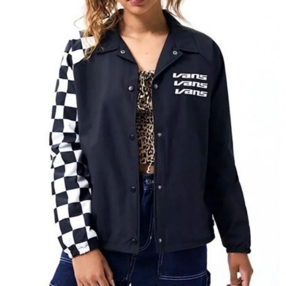 Vans Jackets & Blazers - Vans Thanks Coach Superspeedee Black Checkered Graphic Logo Windbreaker Jacket